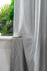 Cortina Jacquard Brilhante Cinza com Design de Ondas 140x260cm-Individual - BOD HOME