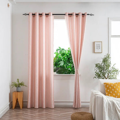 Cortina Jacquard Brilhante Cor de Rosa com Design de Ondas 140x260cm-Individual - BOD HOME