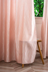 Cortina Jacquard Brilhante Cor de Rosa com Design de Ondas 140x260cm-Individual - BOD HOME