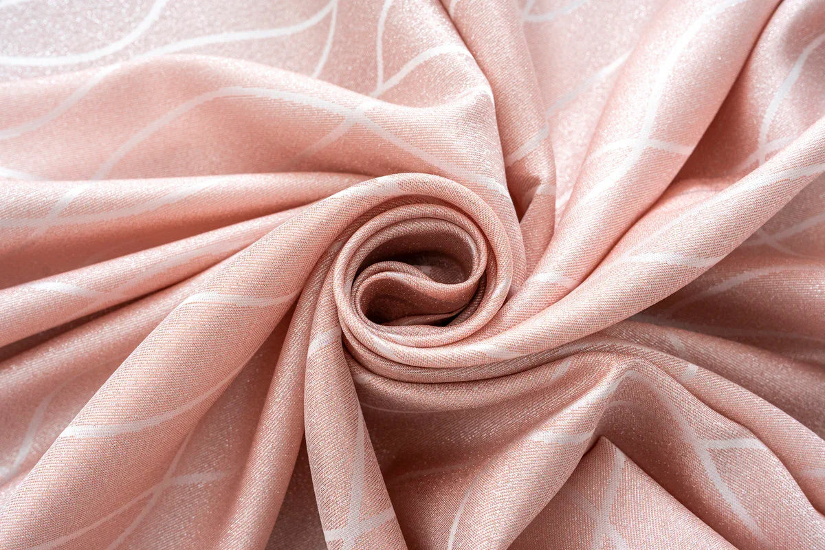 Cortina Jacquard Brilhante Cor de Rosa com Design de Ondas 140x260cm-Individual - BOD HOME