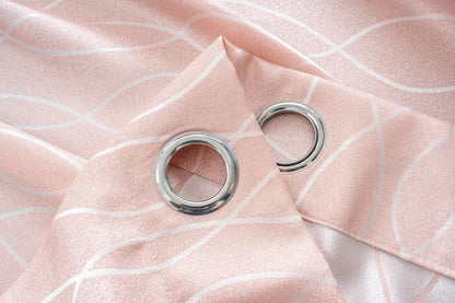Cortina Jacquard Brilhante Cor de Rosa com Design de Ondas 140x260cm-Individual - BOD HOME