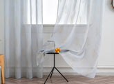 Cortina Estampada 3D Dourada Folhas Simples Azul 140x260CM-Individual - BOD HOME