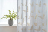 Cortina Estampada 3D Dourada Folhas Elegantes Azul 140x260CM-Individual - BOD HOME