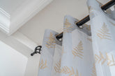 Cortina Estampada 3D Dourada Folhas Elegantes Azul 140x260CM-Individual - BOD HOME
