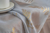 Cortina Estampada 3D Dourada Folhas Elegantes Azul 140x260CM-Individual - BOD HOME