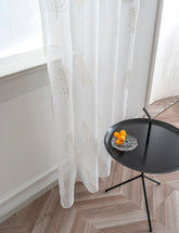 Cortina Estampada 3D Dourada Folhas Simples Branca 140x260CM-Individual - BOD HOME