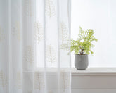 Cortina Estampada 3D Dourada Folhas Simples Branca 140x260CM-Individual - BOD HOME