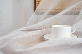 Cortina Estampada 3D Dourada Folhas Simples Branca 140x260CM-Individual - BOD HOME