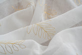Cortina Estampada 3D Dourada Folhas Simples Branca 140x260CM-Individual - BOD HOME