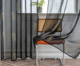 Cortina Estampada 3D Dourada Folhas Simples Preta 140x260CM-Individual - BOD HOME