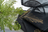 Cortina Estampada 3D Dourada Folhas Simples Preta 140x260CM-Individual - BOD HOME