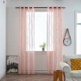 Cortina Estampada 3D Dourada-Linha Ondulada Cor-de-Rosa 140x260CM-Individual - BOD HOME