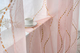 Cortina Estampada 3D Dourada-Linha Ondulada Cor-de-Rosa 140x260CM-Individual - BOD HOME