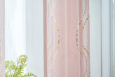 Cortina Estampada 3D Dourada-Linha Ondulada Cor-de-Rosa 140x260CM-Individual - BOD HOME