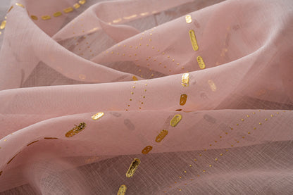 Cortina Estampada 3D Dourada-Linha Ondulada Cor-de-Rosa 140x260CM-Individual - BOD HOME