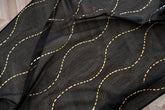 Cortina Estampada 3D Dourada-Linha Ondulada Preta 140x260CM-Individual - BOD HOME