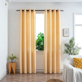 Cortina Jacquard Amarela com Borboletas em Linho Grosso 140x260cm-Individual - BOD HOME