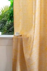 Cortina Jacquard Amarela com Borboletas em Linho Grosso 140x260cm-Individual - BOD HOME