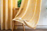 Cortina Jacquard Amarela com Borboletas em Linho Grosso 140x260cm-Individual - BOD HOME