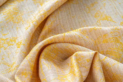 Cortina Jacquard Amarela com Borboletas em Linho Grosso 140x260cm-Individual - BOD HOME