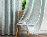Cortina Jacquard Azul com Borboletas em Linho Grosso 140x260cm-Individual - BOD HOME
