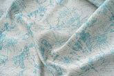 Cortina Jacquard Azul com Borboletas em Linho Grosso 140x260cm-Individual - BOD HOME
