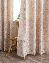 Cortina Jacquard Bege com Borboletas em Linho Grosso 140x260cm-Individual - BOD HOME