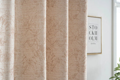 Cortina Jacquard Bege com Borboletas em Linho Grosso 140x260cm-Individual - BOD HOME