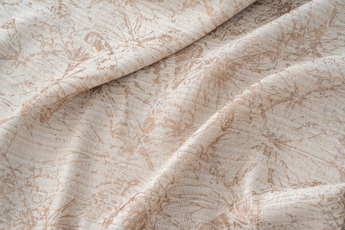 Cortina Jacquard Bege com Borboletas em Linho Grosso 140x260cm-Individual - BOD HOME