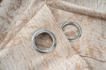Cortina Jacquard Bege com Borboletas em Linho Grosso 140x260cm-Individual - BOD HOME