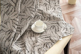 Cortina Jacquard Bege com Folhas em Linho Grosso 140x260cm-Individual - BOD HOME