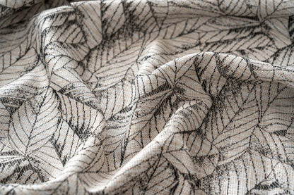 Cortina Jacquard Bege com Folhas em Linho Grosso 140x260cm-Individual - BOD HOME