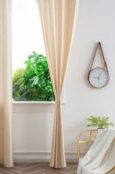 Cortina Jacquard Brilhante Bege com Design de Ondas 140x260cm-Individual - BOD HOME