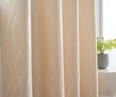 Cortina Jacquard Brilhante Bege com Design de Ondas 140x260cm-Individual - BOD HOME