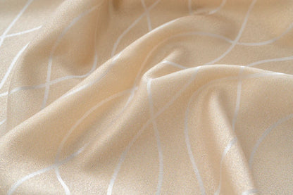 Cortina Jacquard Brilhante Bege com Design de Ondas 140x260cm-Individual - BOD HOME