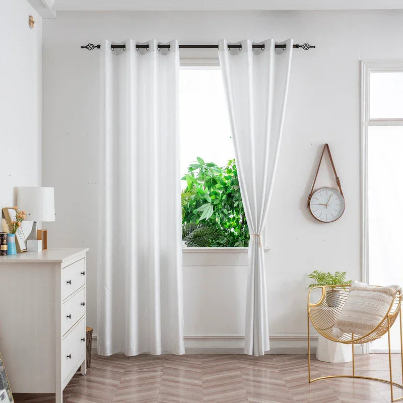 Cortina Jacquard Brilhante Branca com Design de Ondas 140x260cm-Individual - BOD HOME