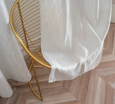 Cortina Jacquard Brilhante Branca com Design de Ondas 140x260cm-Individual - BOD HOME