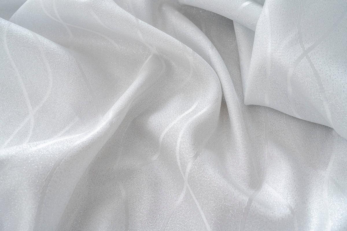Cortina Jacquard Brilhante Branca com Design de Ondas 140x260cm-Individual - BOD HOME