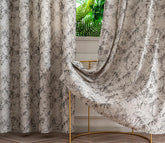 Cortina Jacquard Cinza com Borboletas em Linho Grosso 140x260cm-Individual - BOD HOME