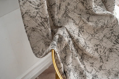 Cortina Jacquard Cinza com Borboletas em Linho Grosso 140x260cm-Individual - BOD HOME