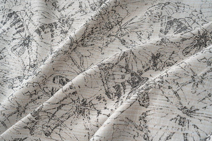 Cortina Jacquard Cinza com Borboletas em Linho Grosso 140x260cm-Individual - BOD HOME