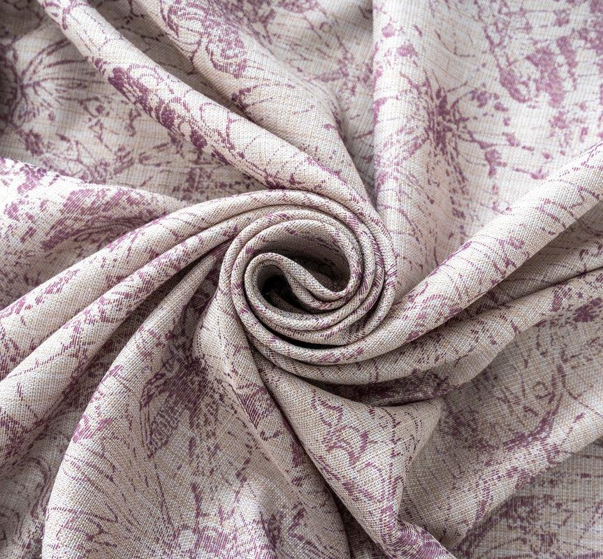 Cortina Jacquard Cor de Rosa com Borboletas em Linho Grosso 140x260cm-Individual - BOD HOME