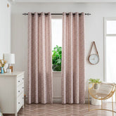 Cortina Jacquard Rosa com Folhas em Linho Grosso 140x260cm-Individual - BOD HOME