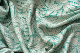 Cortina Jacquard Verde com Folhas em Linho Grosso 140x260cm-Individual - BOD HOME