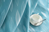 Cortina Jacquard com Folhagem Azul 140x260cm-Individual - BOD HOME