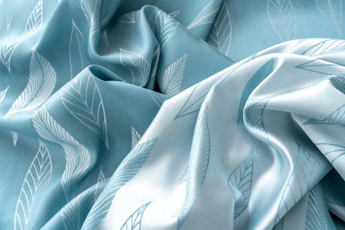 Cortina Jacquard com Folhagem Azul 140x260cm-Individual - BOD HOME