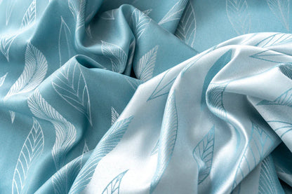 Cortina Jacquard com Folhagem Azul 140x260cm-Individual - BOD HOME
