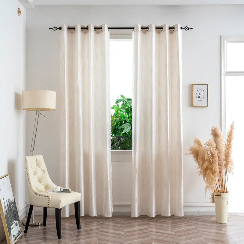 Cortina Jacquard com Folhagem Bege 140x260cm-Individual - BOD HOME