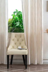 Cortina Jacquard com Folhagem Bege 140x260cm-Individual - BOD HOME