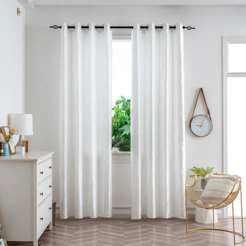 Cortina Jacquard com Folhagem Branca 140x260cm-Individual - BOD HOME